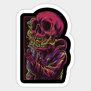 Trippy Dead Skull Design Sticker